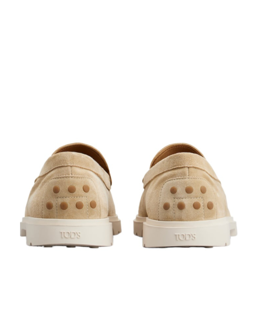 Tod's Sand Suede Loafers In Nude