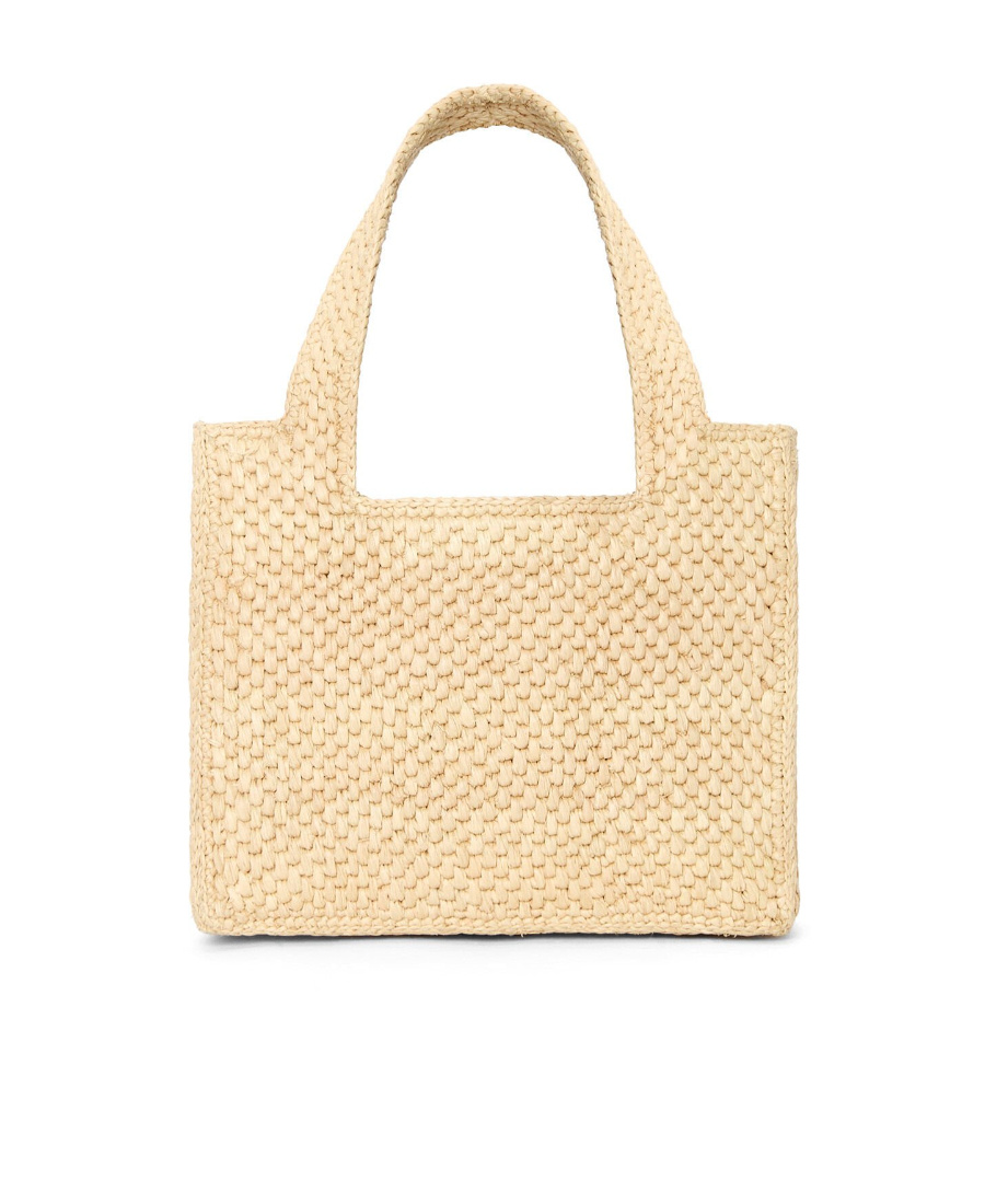 Loewe Logo-embroidered Raffia Tote Bag In Nude