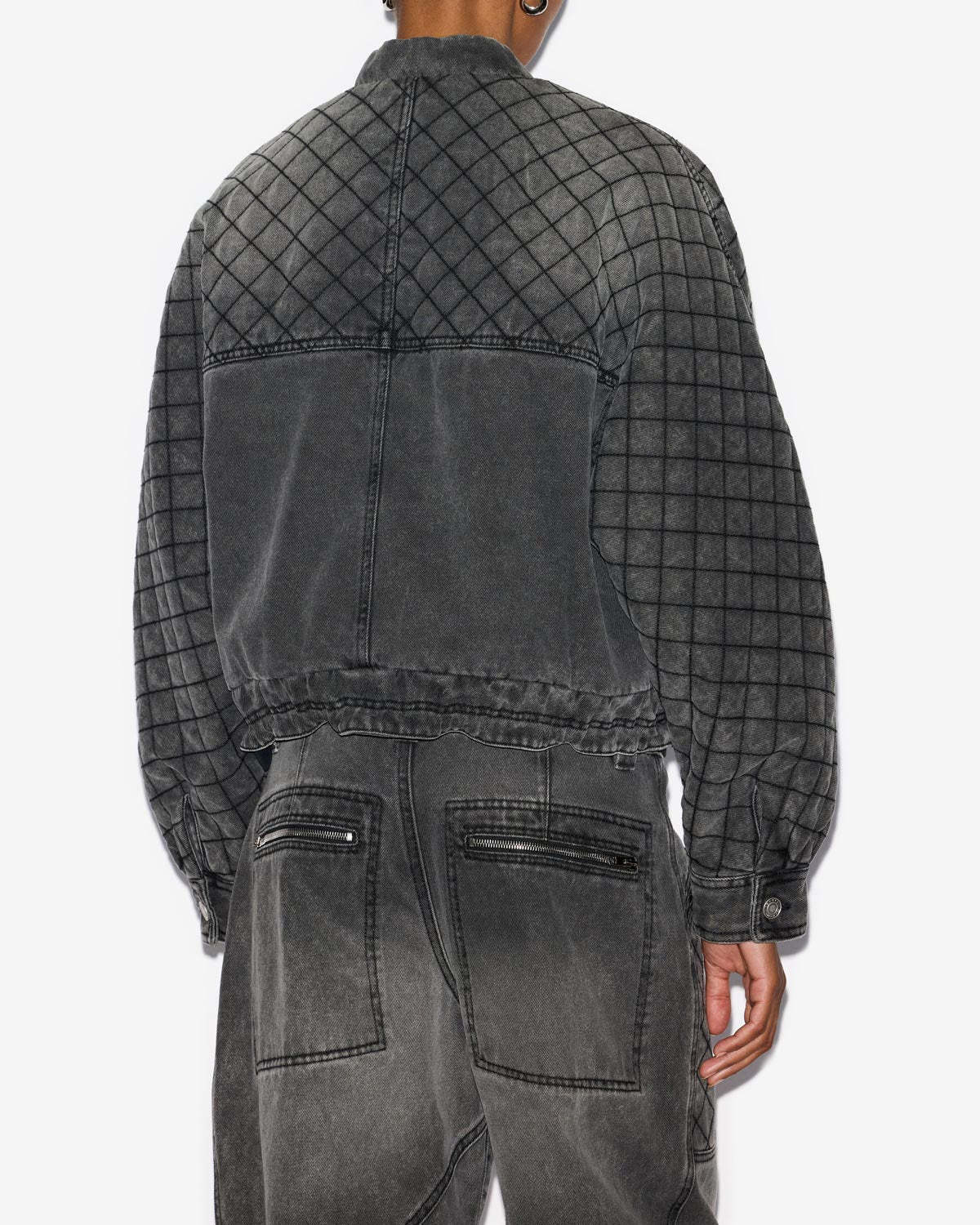 Isabel Marant Celiany Quilted Denim Bomber Jacket In Black