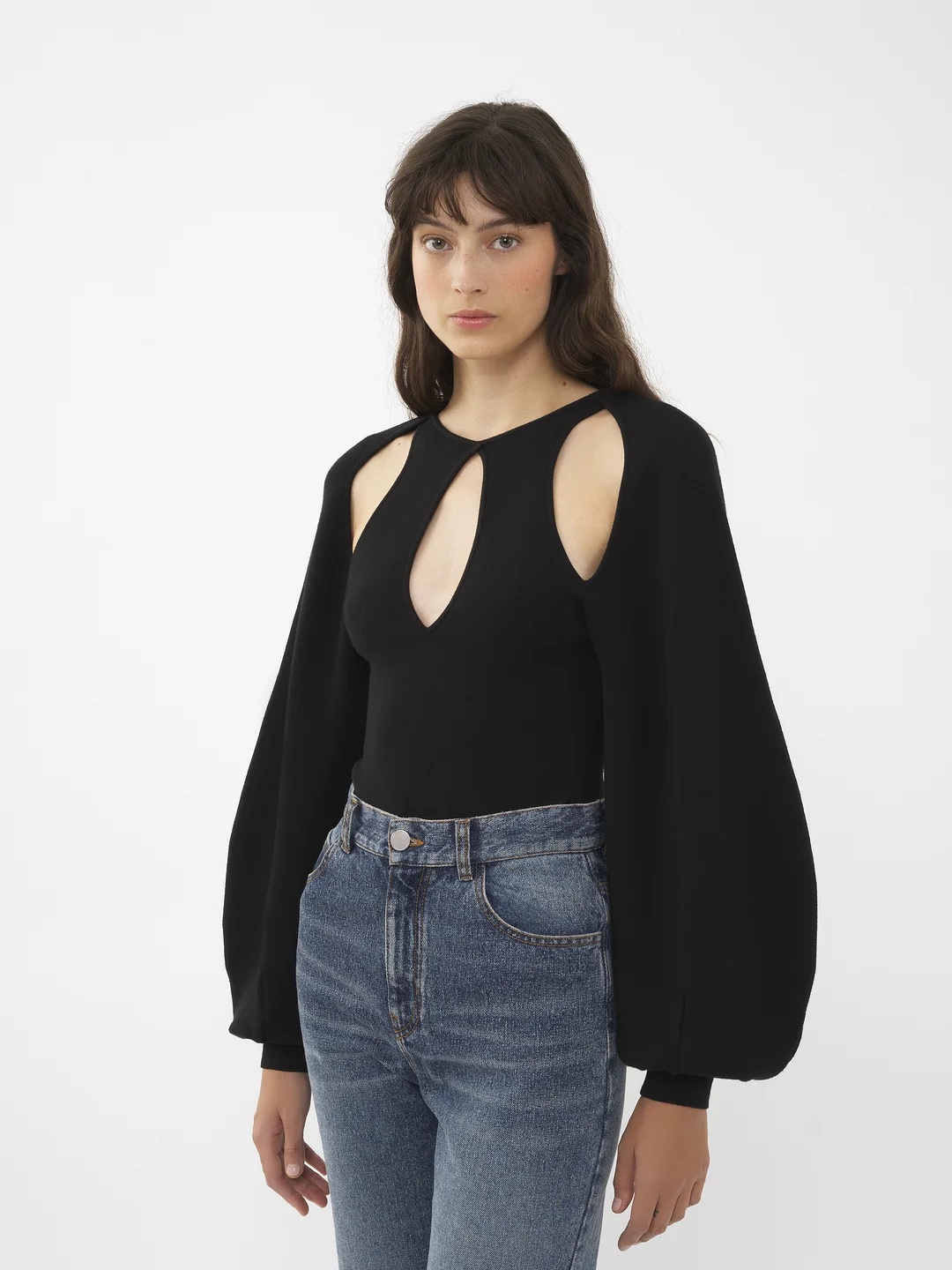 Shop Chloé Hollowed-out Wool Sweater In Black