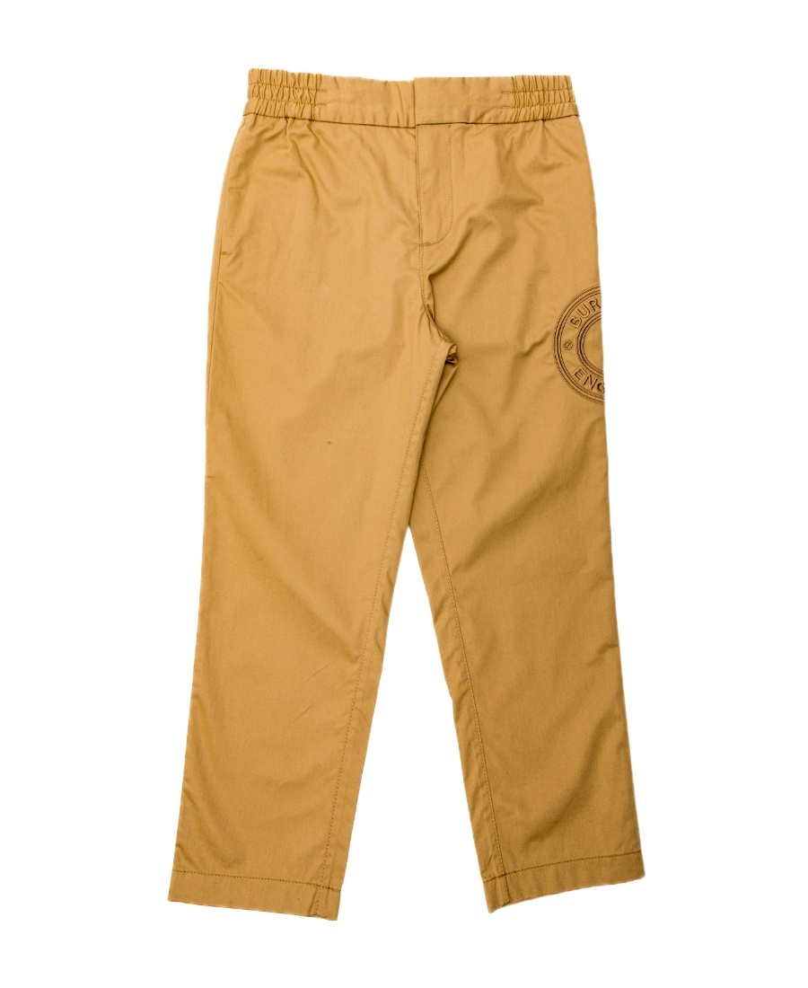 Burberry Logo Graphic Cotton Twill Trousers In Brown