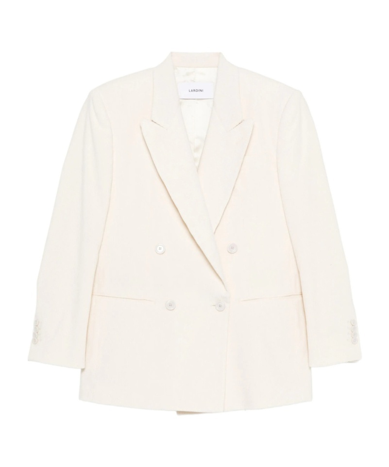 Lardini Double-breasted Corduroy Blazer In White