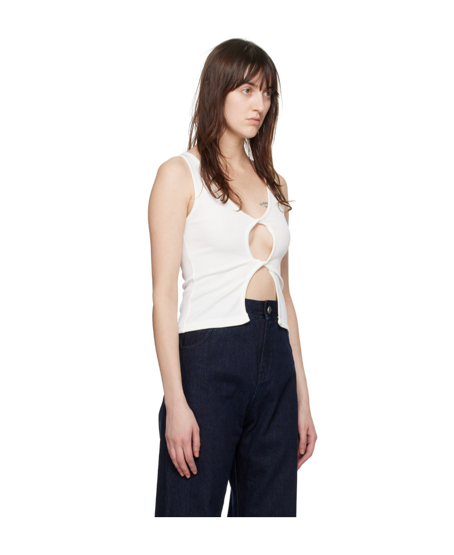 Christopher Esber Open Twist Tank White In Black