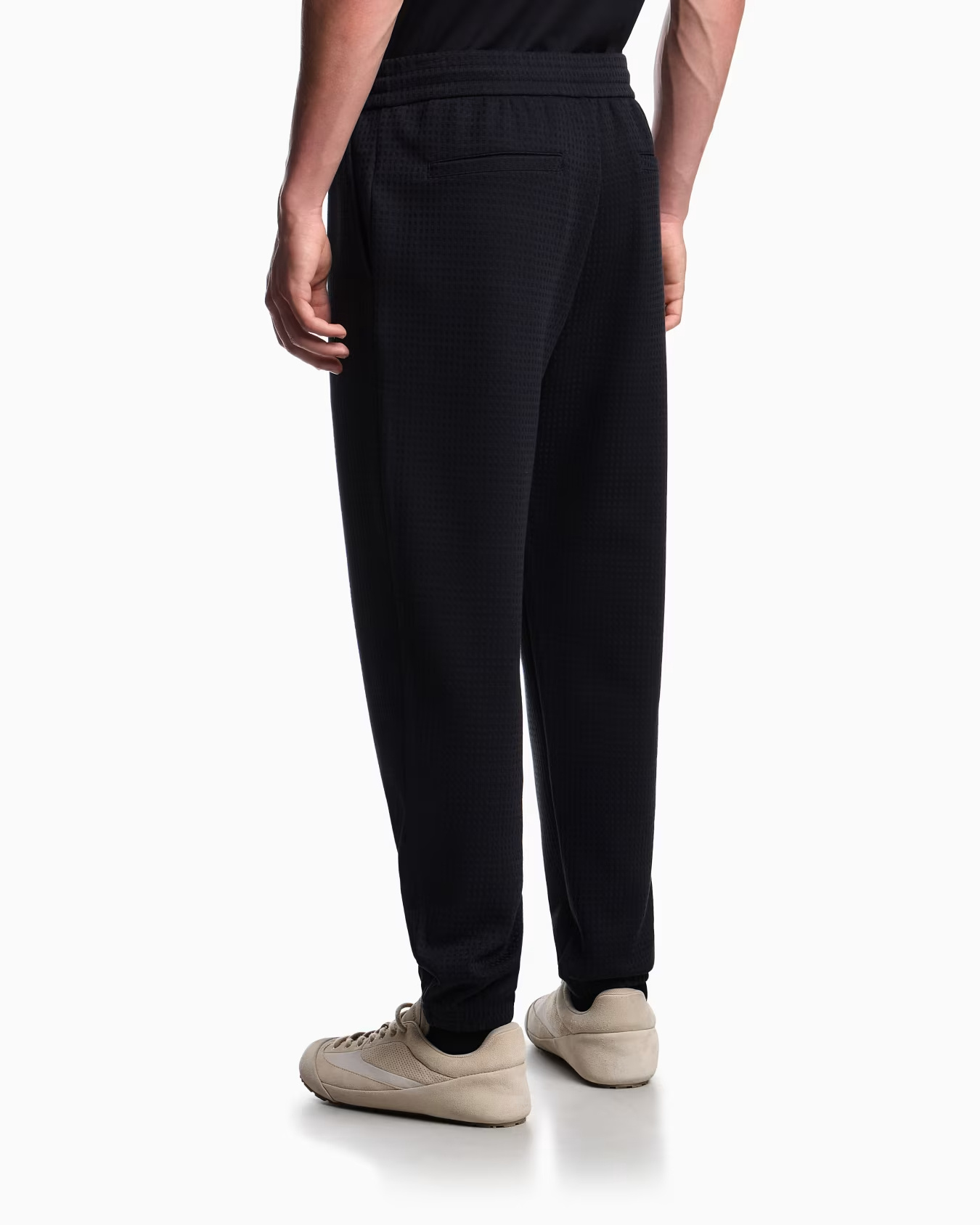 Emporio Armani Textured Drawstring Trousers In Blue