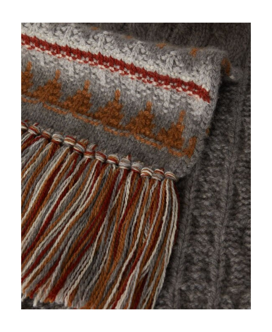Loro Piana Cashmere Geometric Jacquard Scarf In Gray