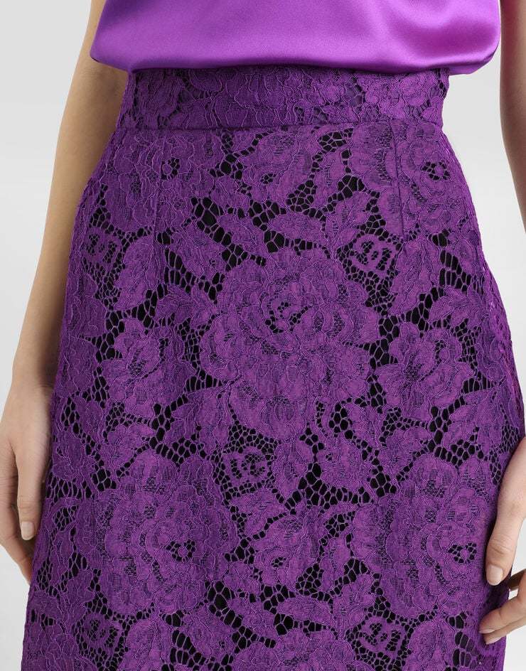 Dolce & Gabbana Lace-detailing Midi Skirt In Purple