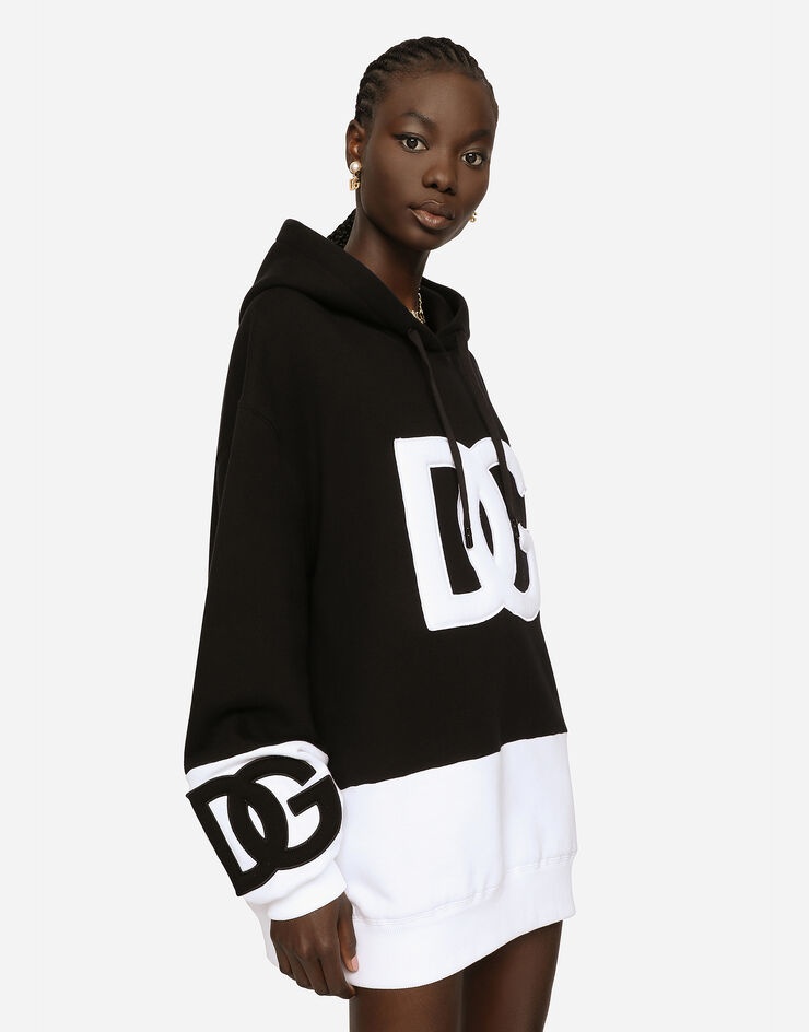 Dolce & Gabbana Dg Logo Colorblocked Hooded Sweatshirt In Black
