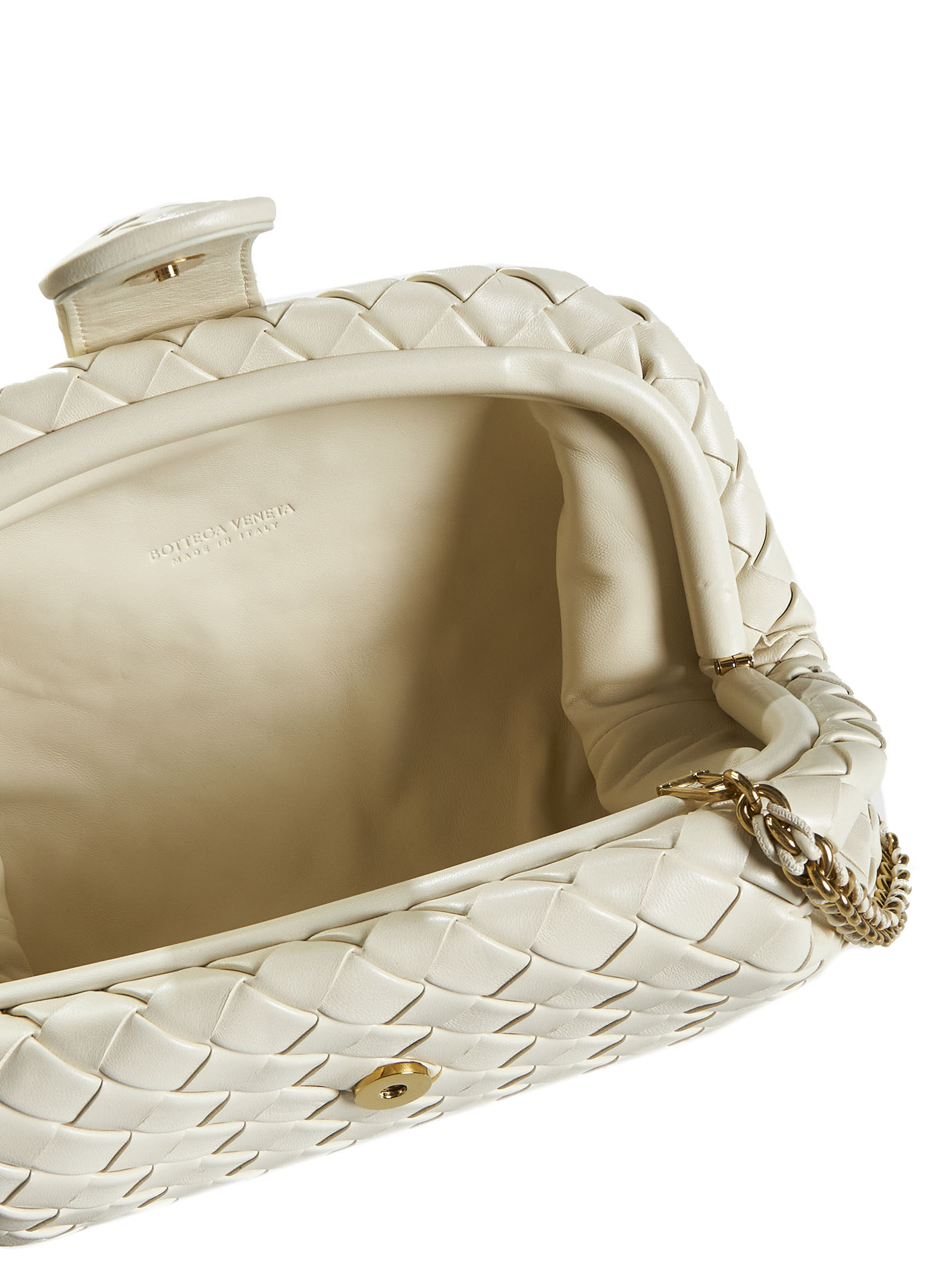 Bottega Veneta Lauren 1980 Teen Leather Clutch In White
