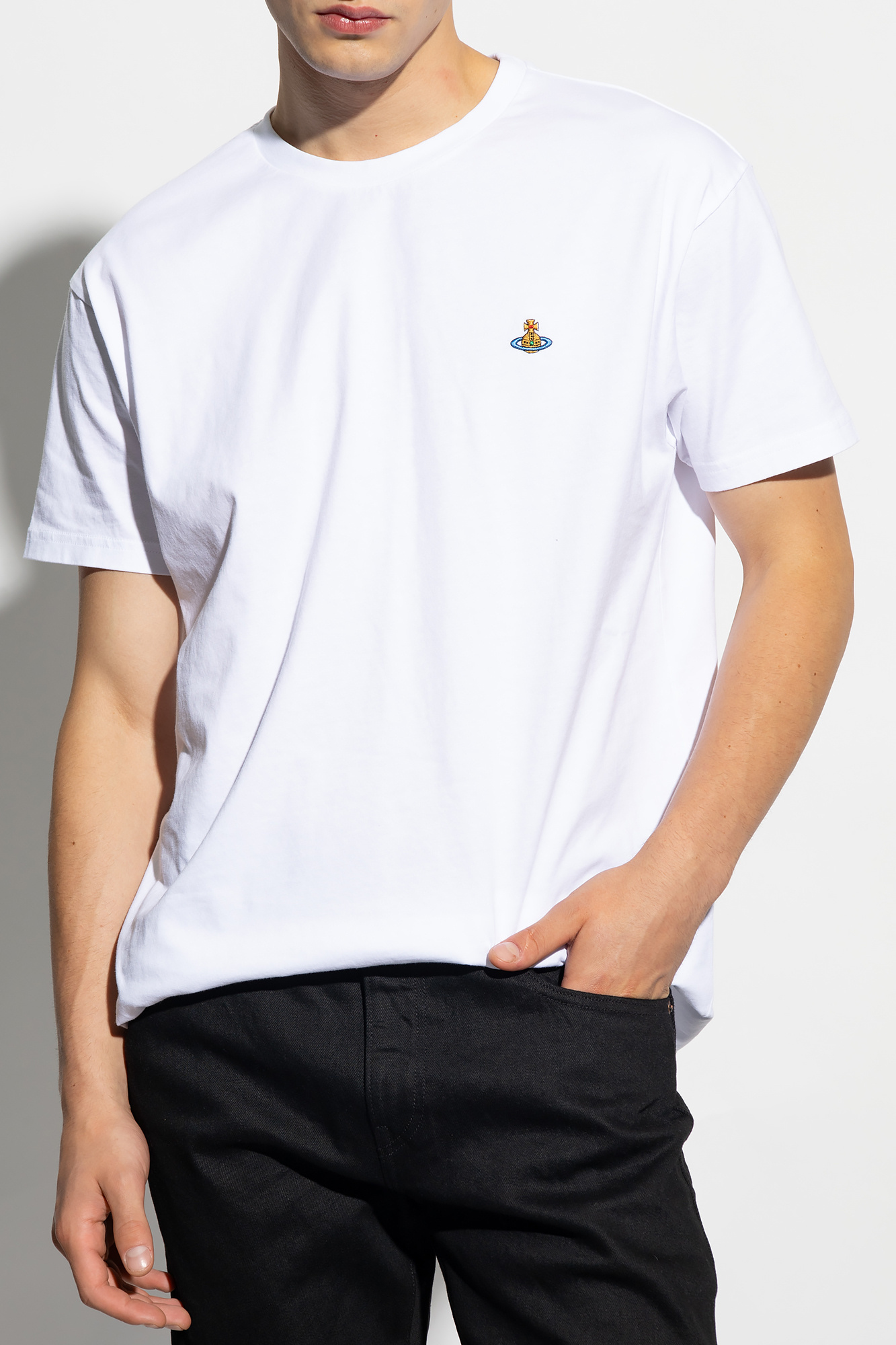Vivienne Westwood White Crewneck T-shirt With Orb Logo Detail On The Front In Cotton Woman In White