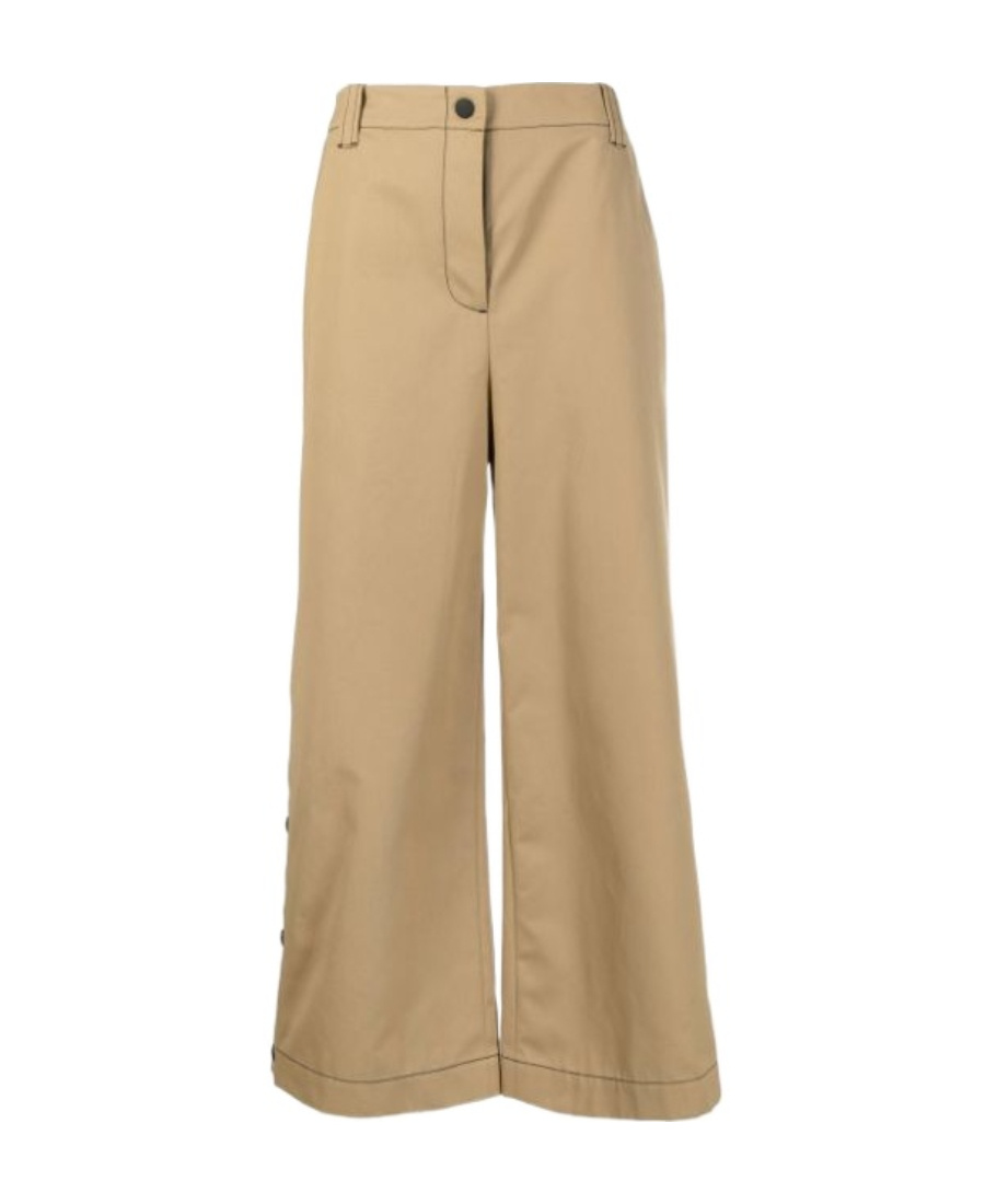 Shop Msgm High-waisted Buttoned Cropped Trousers In Nude