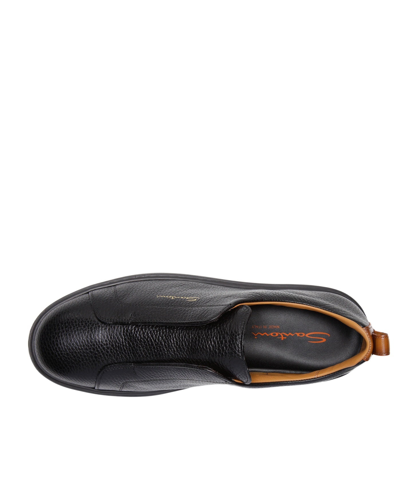 Santoni Victory Tumbled Leather Slip-on Sneakers In Black