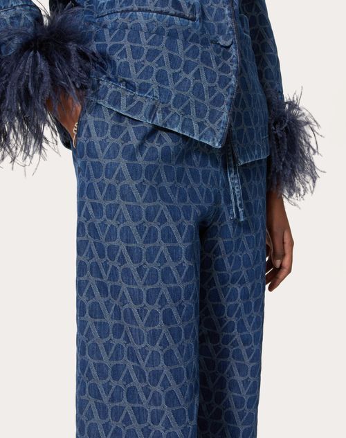 Valentino Toile Iconographe Cropped Jeans In Blue