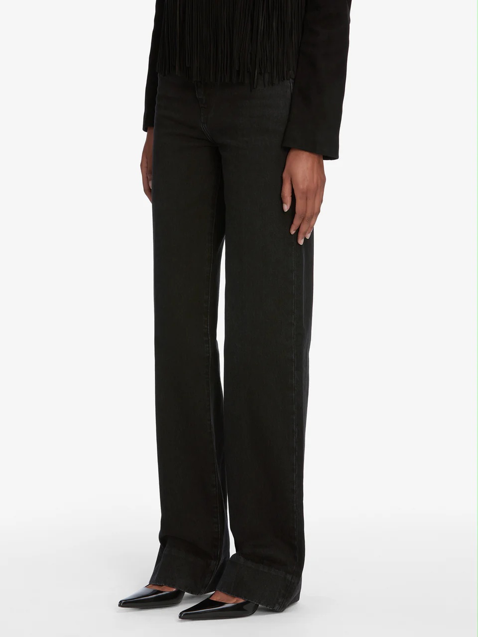 Frame High-waisted Wide-leg Jeans In Black