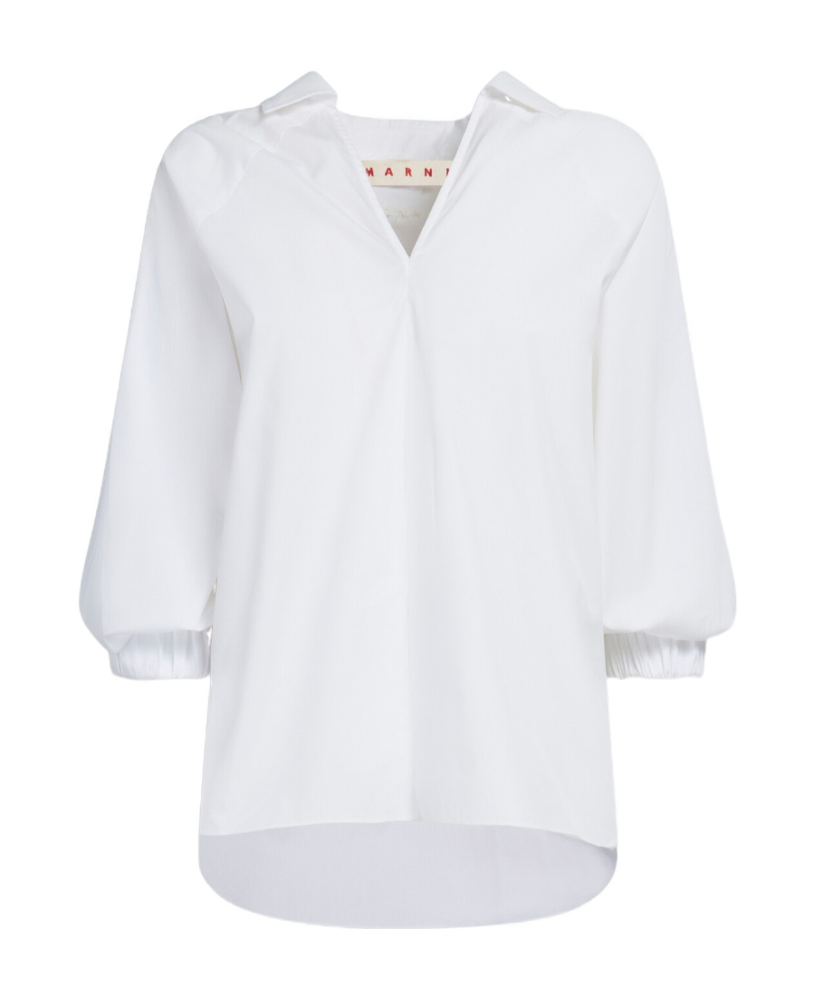 Marni V-neck Cotton Blouse In White