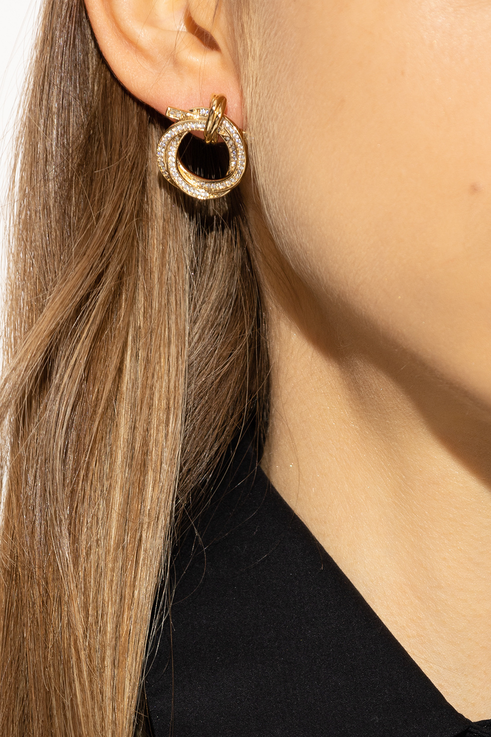 Ferragamo Crystal-embellished Hoop Earring In Yellow
