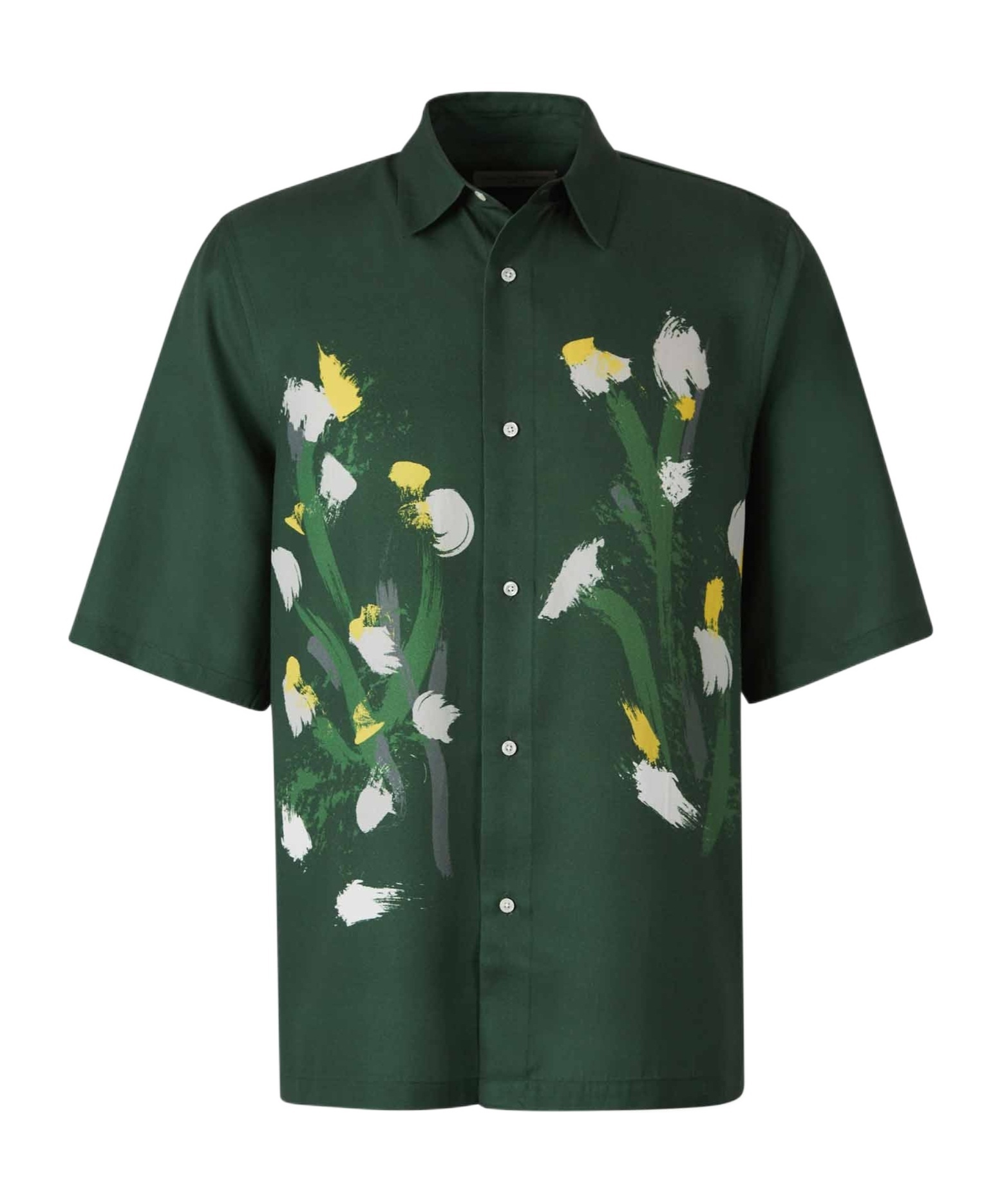 Shop Officine Generale Abstract-print Shirt In Green