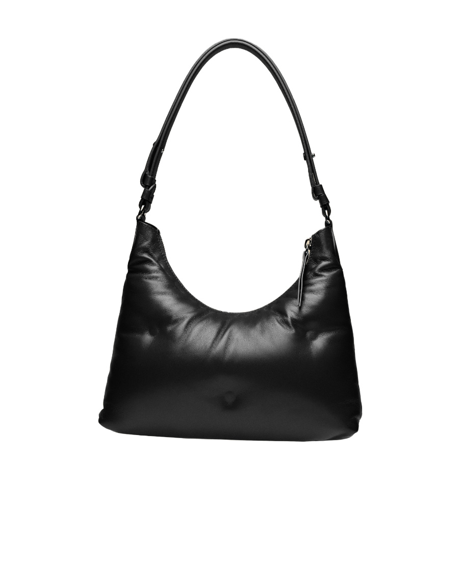 Maison Margiela Black Nappa Leather Small Glam Slam Hobo Shoulder Bag In Black
