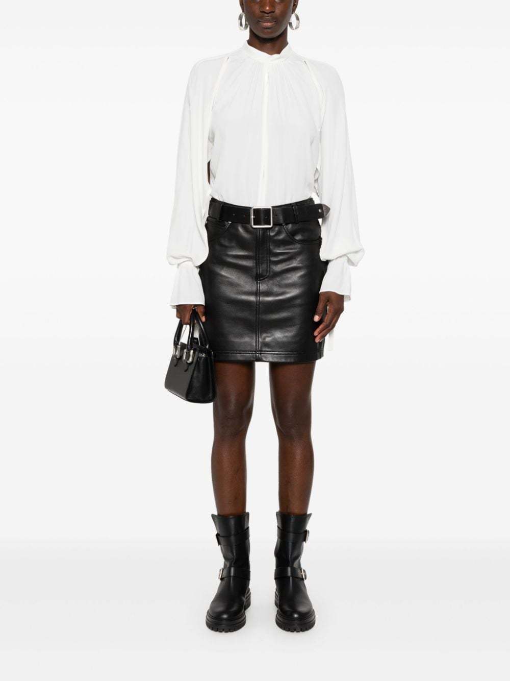 Pinko Flowing Blouse In Silk Blend In White