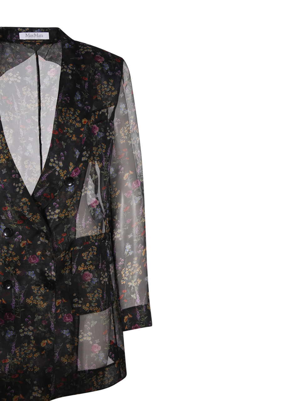 Max Mara Floral Printed Sheer Jacket In Black