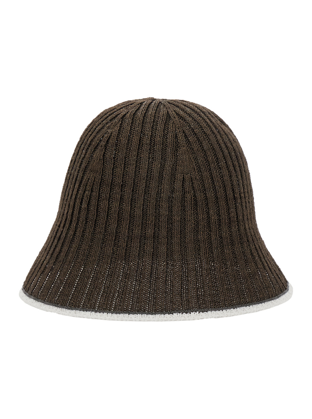 Brunello Cucinelli Brown Hat With Contrasting Hem And Ribbed Knit In Black
