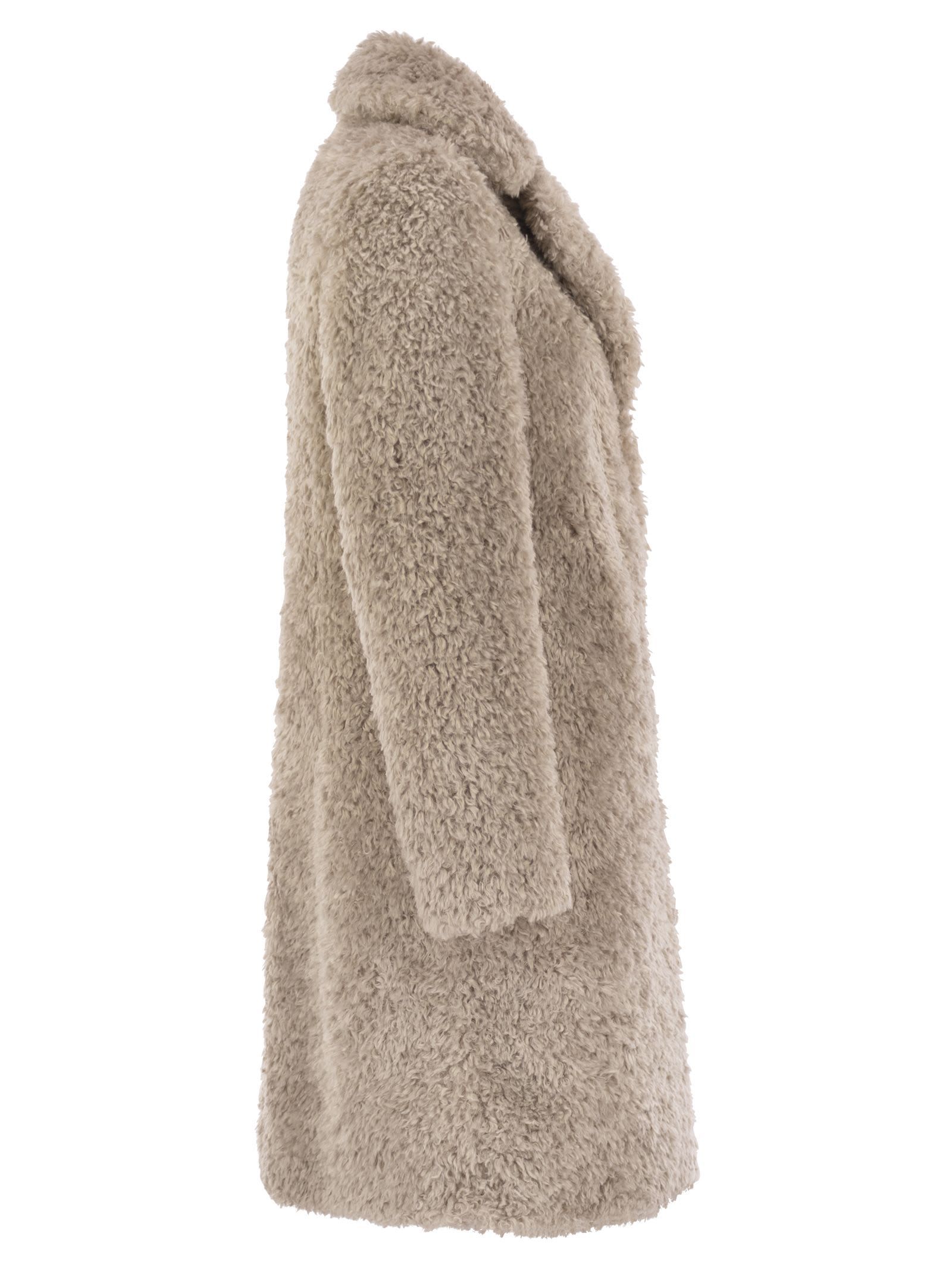 Herno Women Faux Fur Coat In Neutral