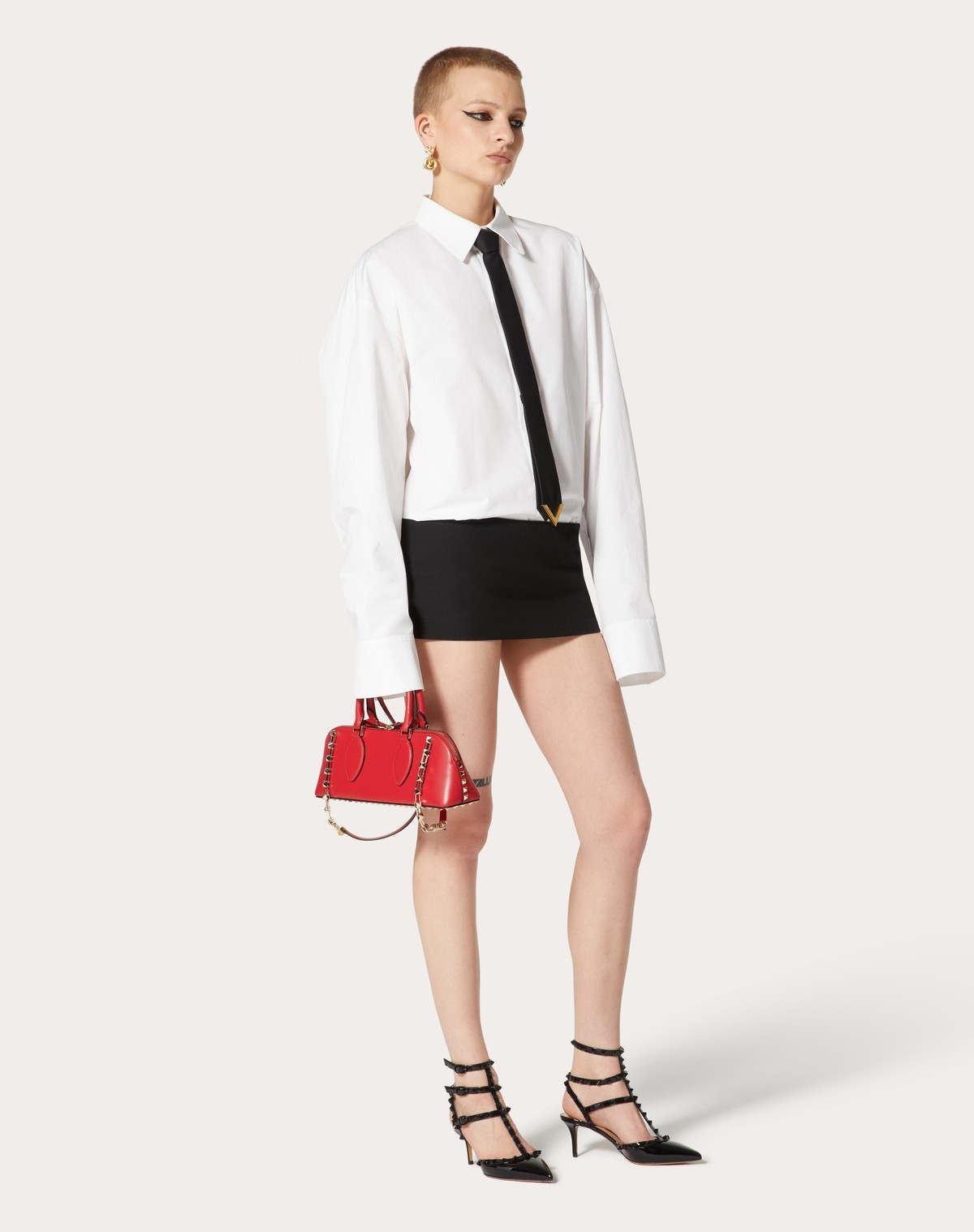 Valentino Rockstud East-west Leather Tote Bag In Red