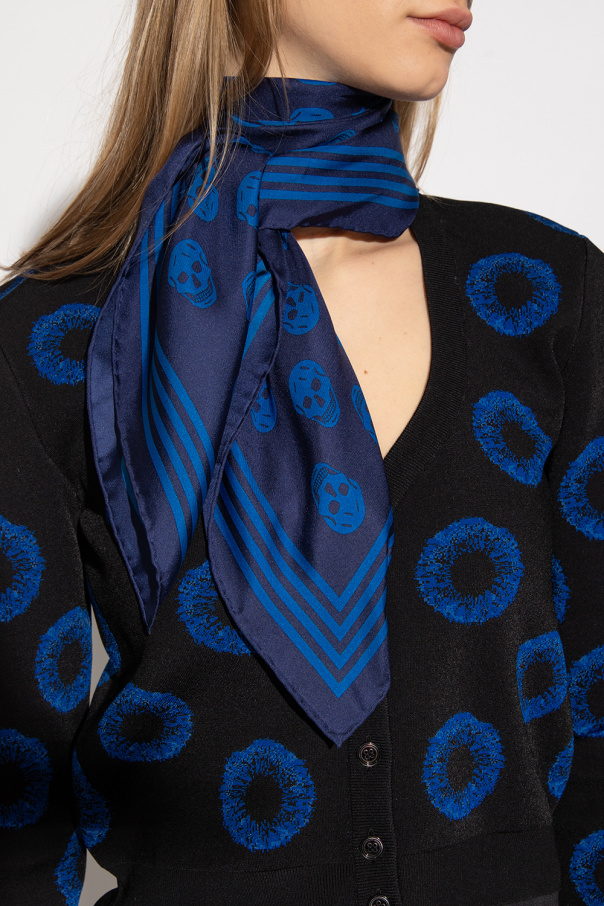 Alexander Mcqueen Skull-printed Striped Edge Scarf In Black