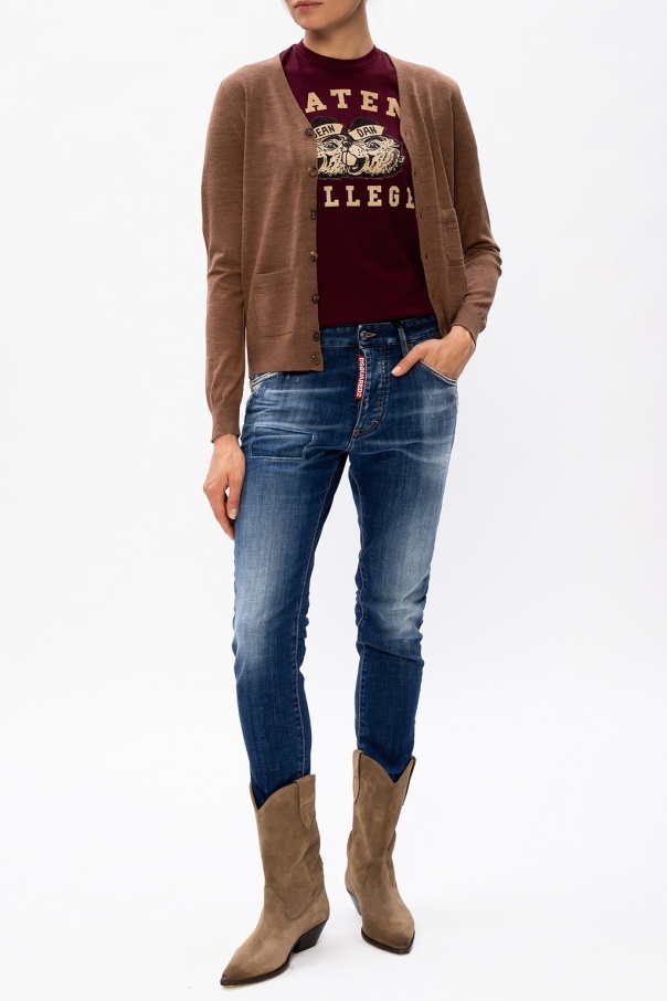 Dsquared2 Skinny Cropped Distressed Jeans In Blue