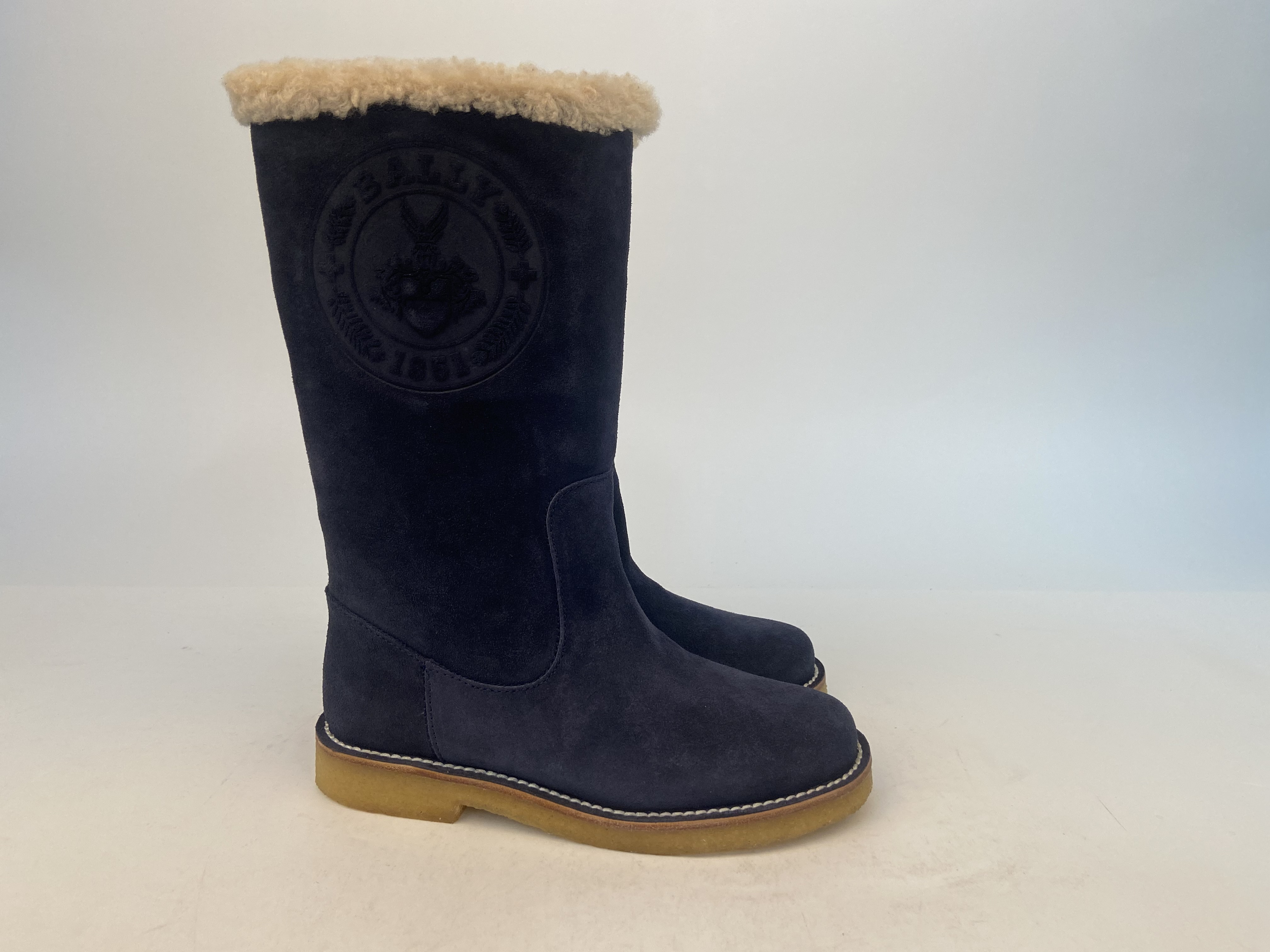 BALLY NAVY BLUE LOGO BOOTS