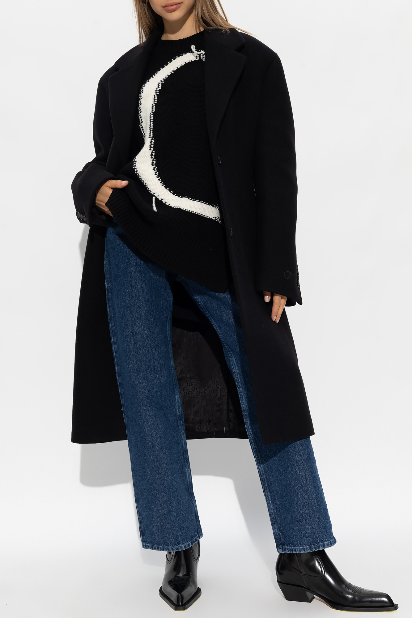 Off-white Low-rise Cropped Straight-leg Jeans In Blue