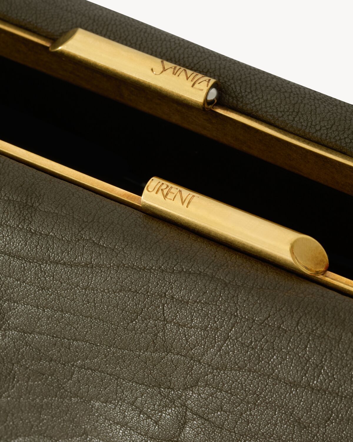 Saint Laurent Thin-chain Clutch In Brown
