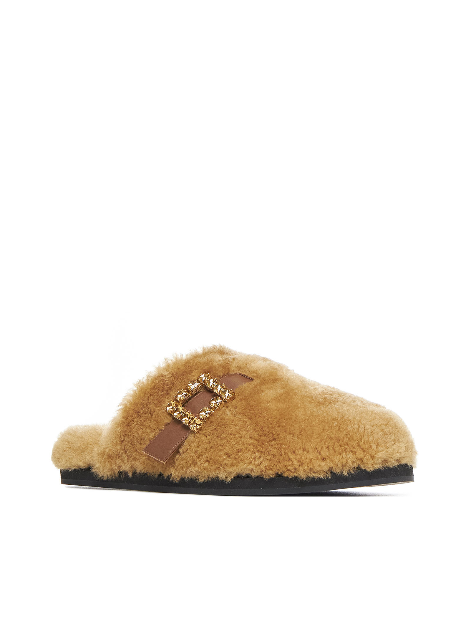 Roberto Festa Marcus Shearling Slippers In Brown