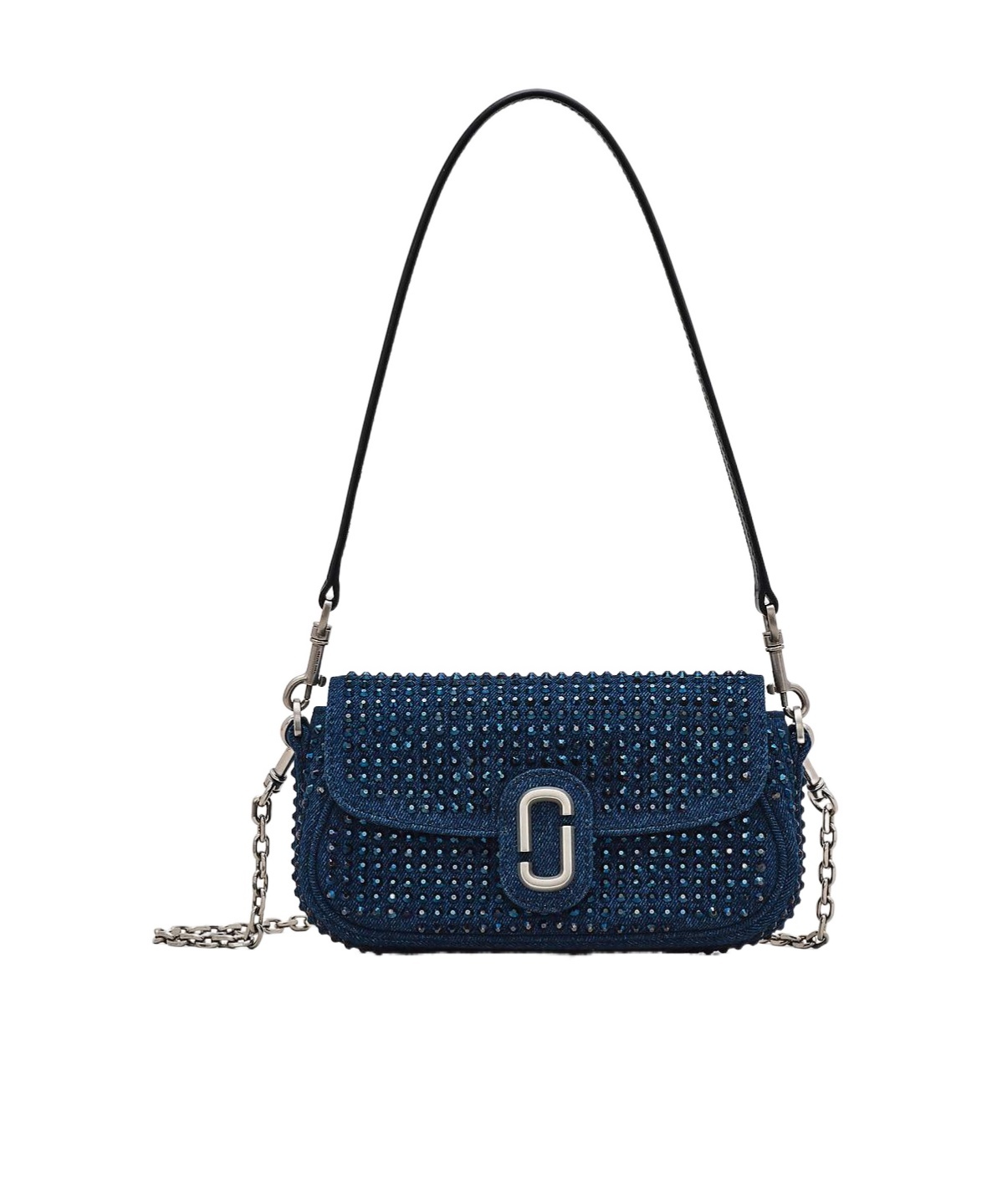 Marc Jacobs The Crystal Denim Clover Shoulder Bag In Black