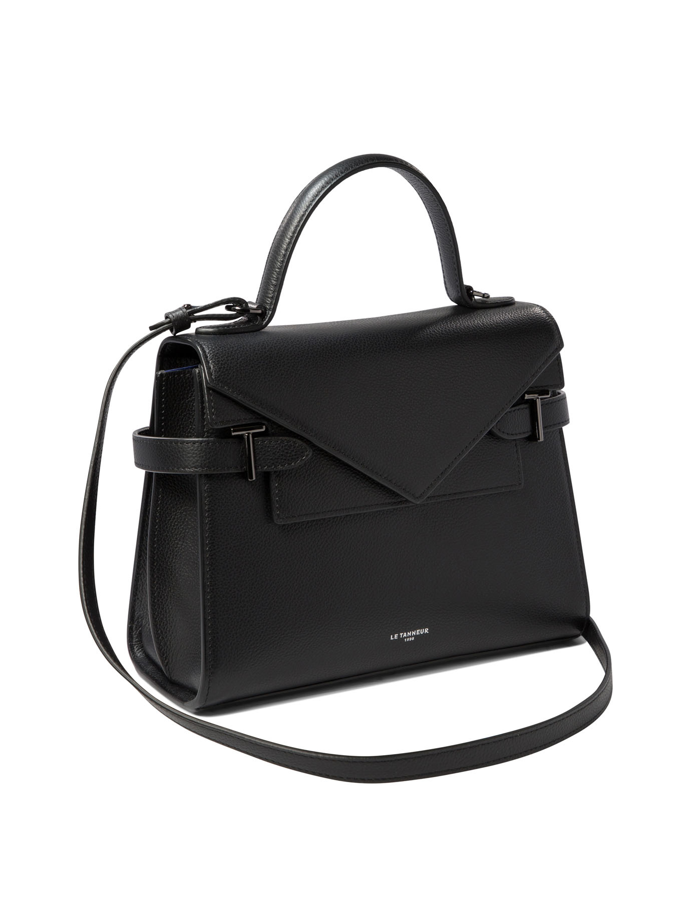 Le Tanneur Medium Grained Leather Double Flap Tote
