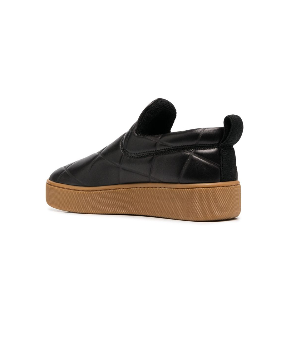 Bottega Veneta Leather Slip-on Sneakers In Black
