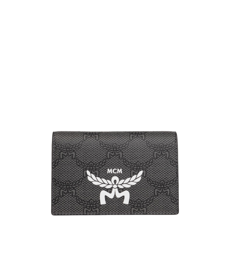 Mcm Logo Card Bag In Gray