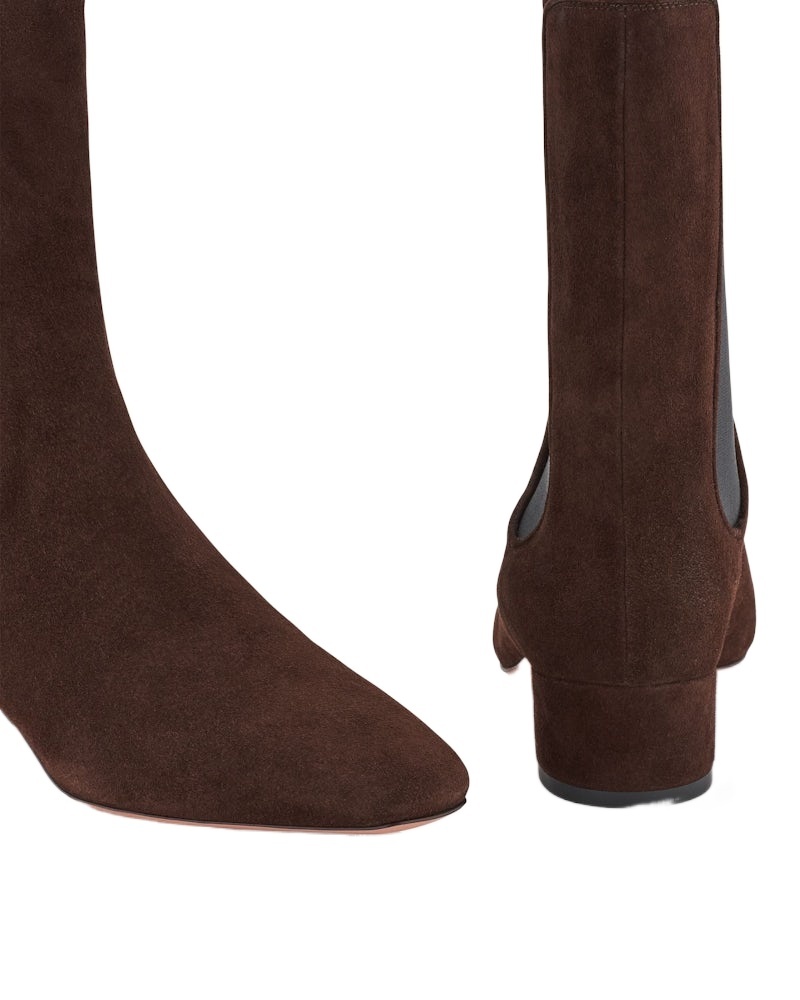 Aquazzura Lyon Suede Chelsea Ankle Booties In Black