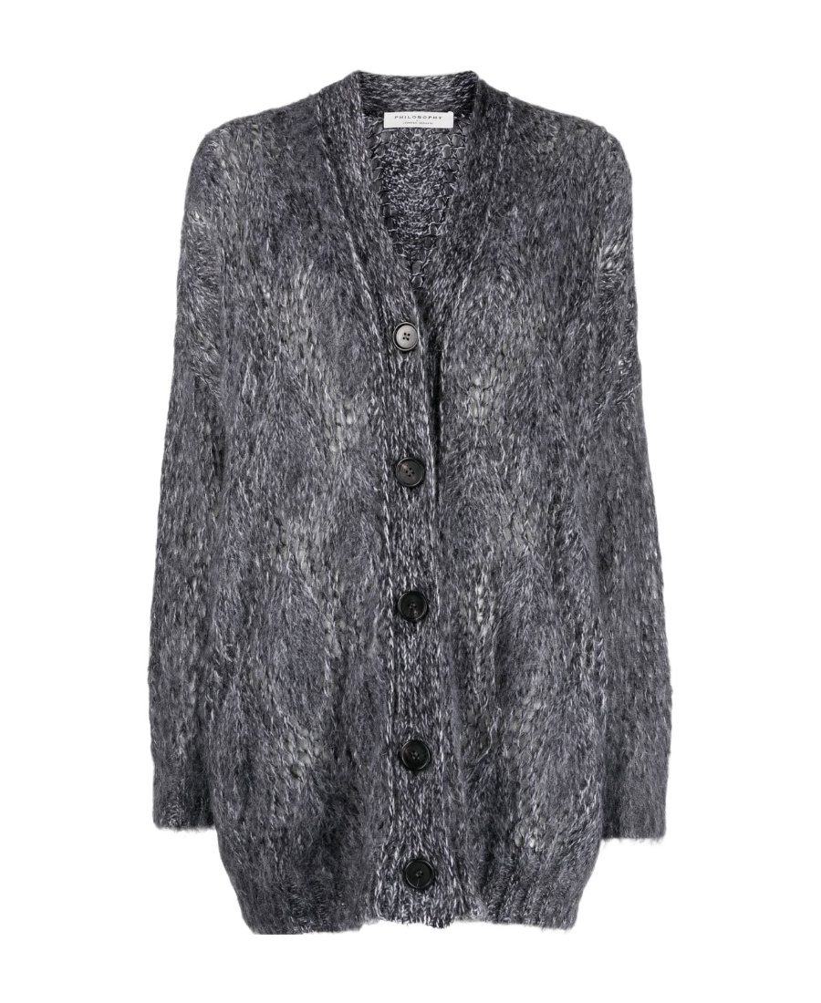 Philosophy Di Lorenzo Serafini V-neck Knitted Cardigan In Black