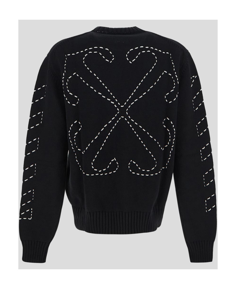 Off-white Regular Fit Jersey With Distinctive Logo And Textured Detailing In Black