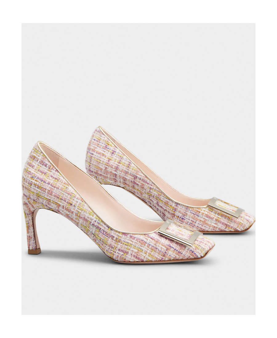 ROGER VIVIER TROMPETTE METAL BUCKLE PUMPS IN FABRIC 