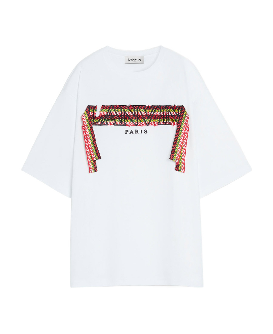 Lanvin Braided Ribbon Embroidered T-shirt In White