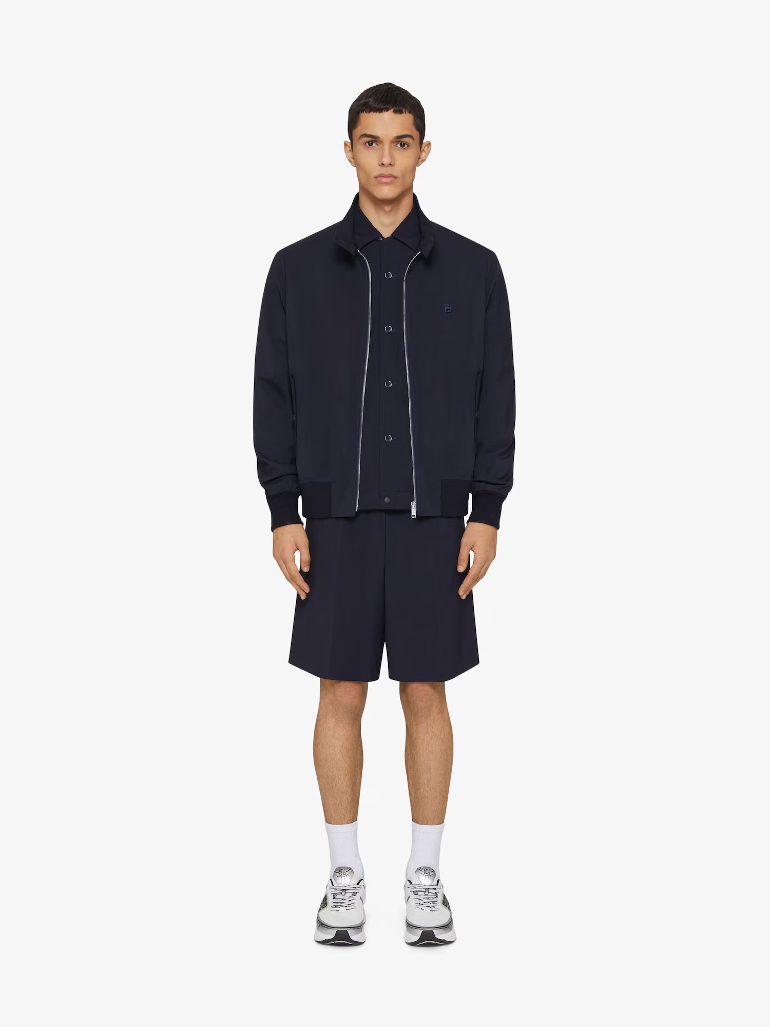 Givenchy Harrington Jacket In Wool Poplin With 4g Detail In Blue