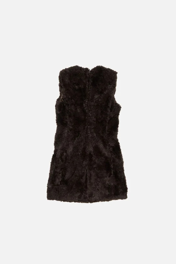 Acne Studios Faux Fur Dress In Brown