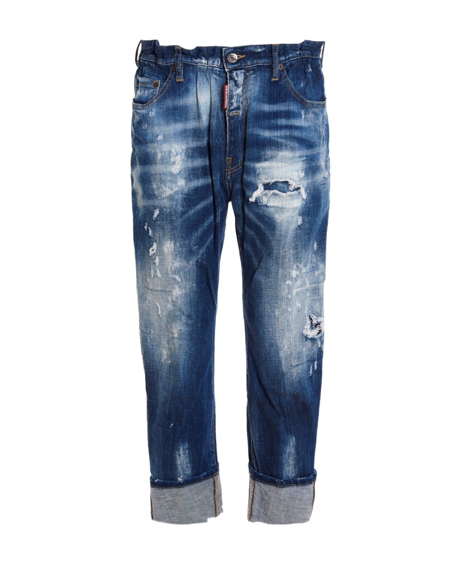 Dsquared2 Cropped Distressed-effect Jeans In Blue