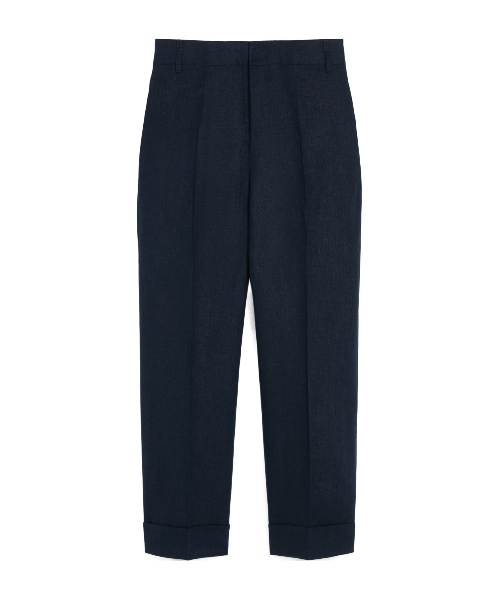 Max Mara Straight-fit Linen Canvas Trousers In Navy Blue