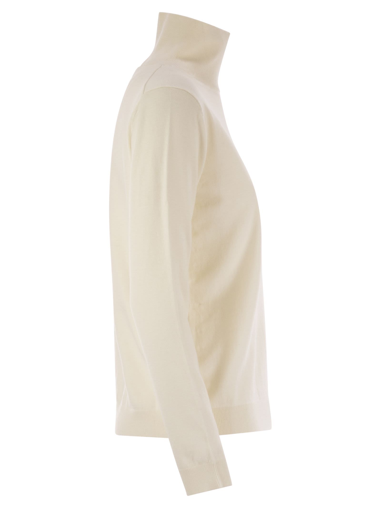 Weekend Max Mara Kiku Turtleneck In Silk And Wool Yarn In Neutral