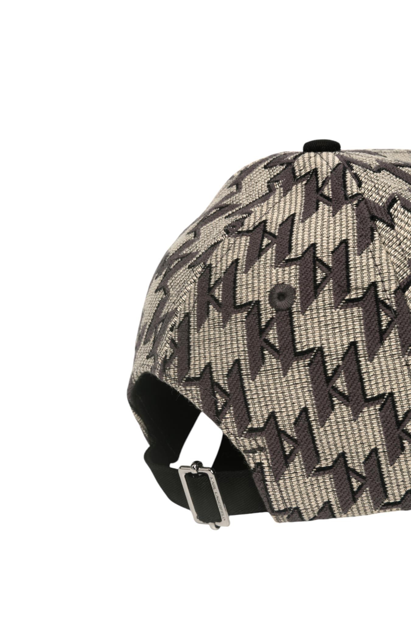 Karl Lagerfeld Monogram-pattern Cotton-blend Cap In Black