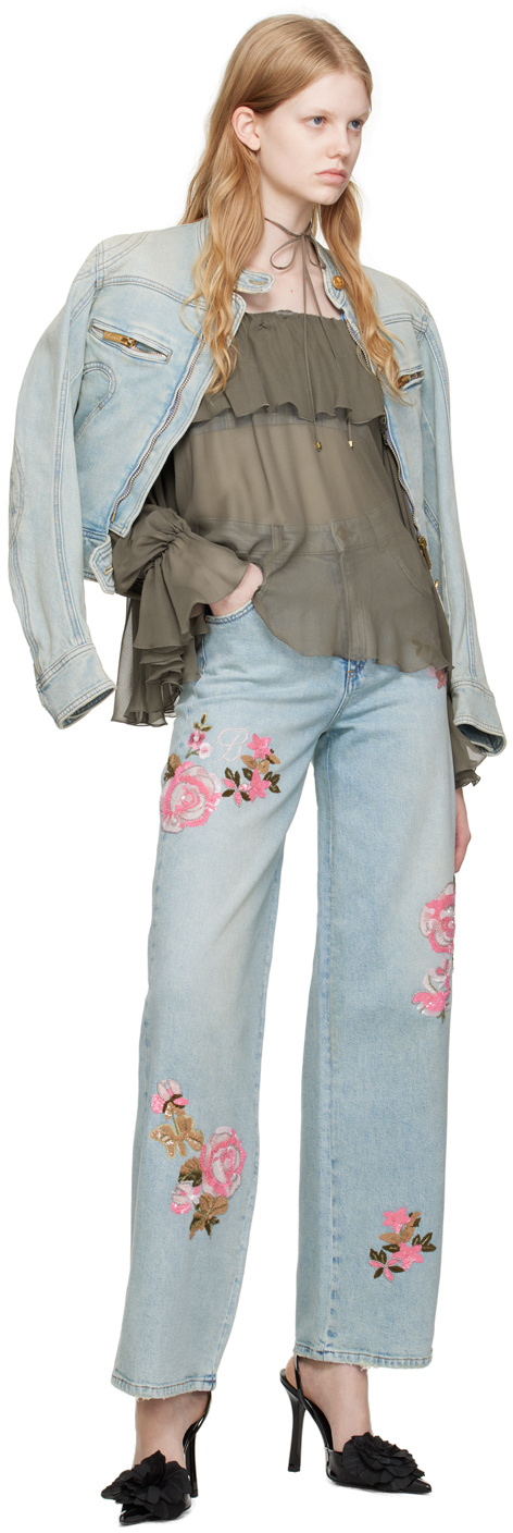 BLUMARINE DENIM BIKER JACKET 