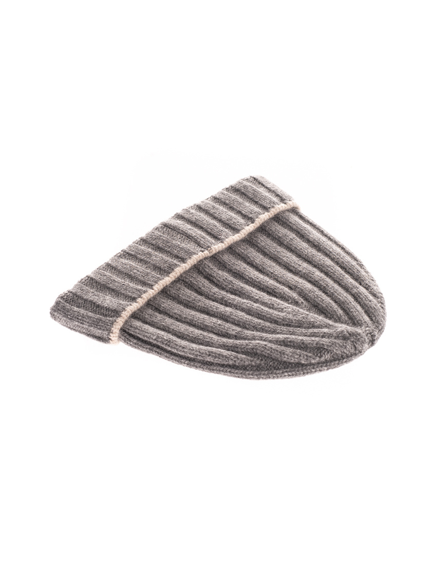 Brunello Cucinelli Cashmere Two-tone Beanie In Gray