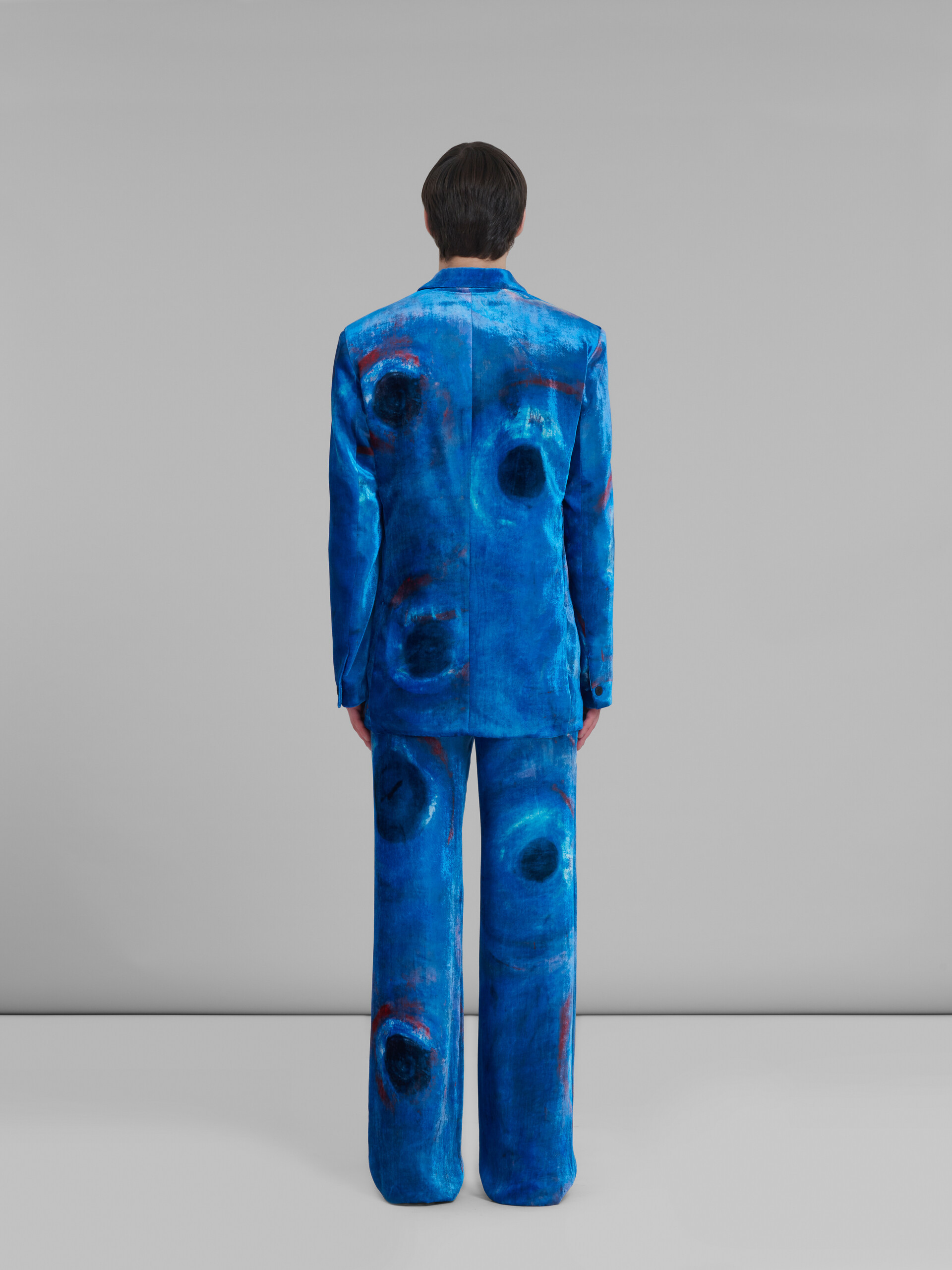 Marni Single-breasted Velvet Blazer With Buchi Blu Print